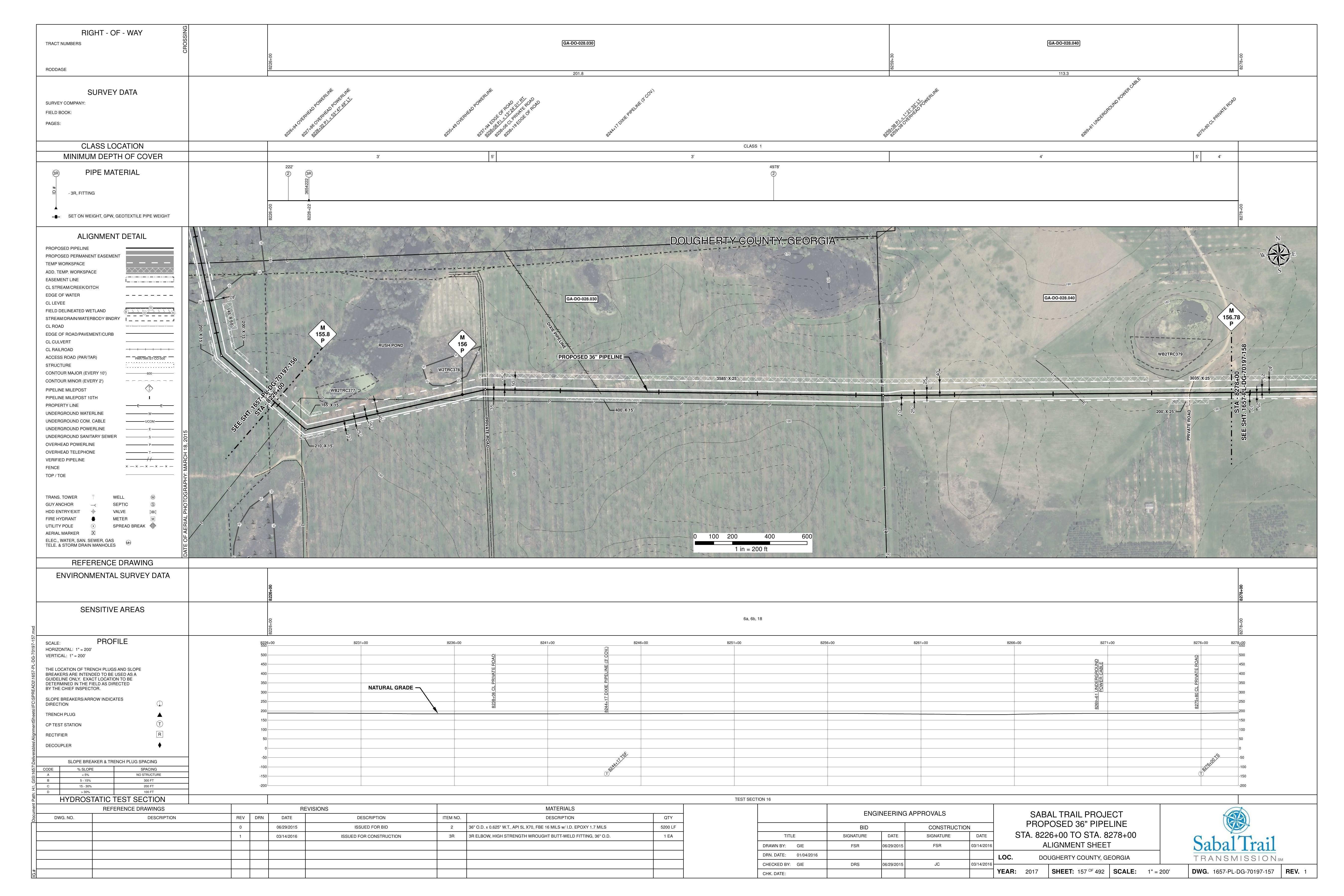 1657-PL-DG-70197-157, STA. 8226+00 TO STA. 8278+00, MP 155.8, MP 156, MP 156.78, 8244+17 DIXIE PIPELINE (3' COV.), DOUGHERTY COUNTY, GEORGIA