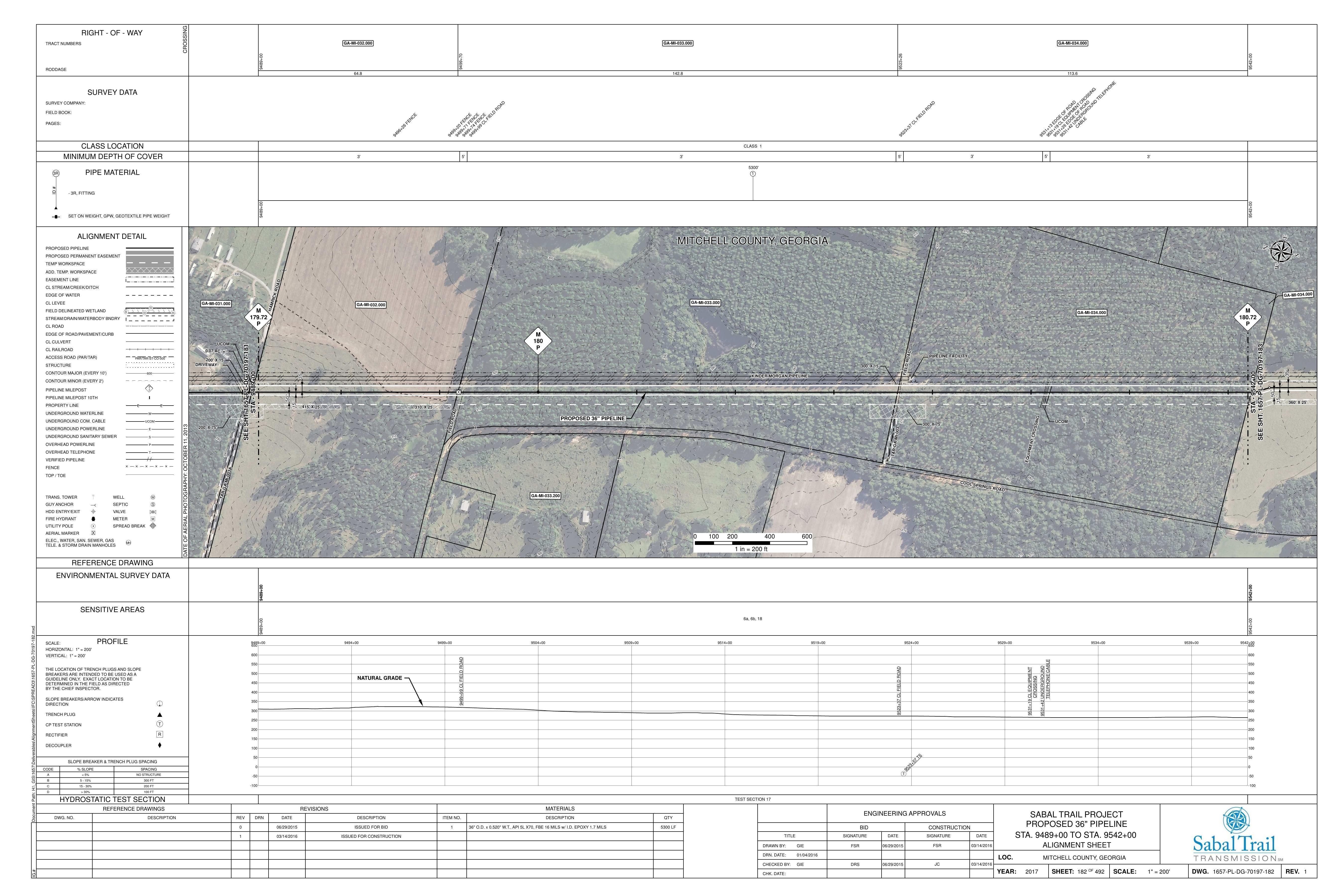 1657-PL-DG-70197-182, STA. 9489+00 TO STA. 9542+00, MP 179.72, MP 180, MP 180.72, 88PIPELINE, PIPELINE FACILITY, 112 Cool Springs Road, Baconton, GA 31716, MITCHELL COUNTY, GEORGIA, 31.319645, -84.013492