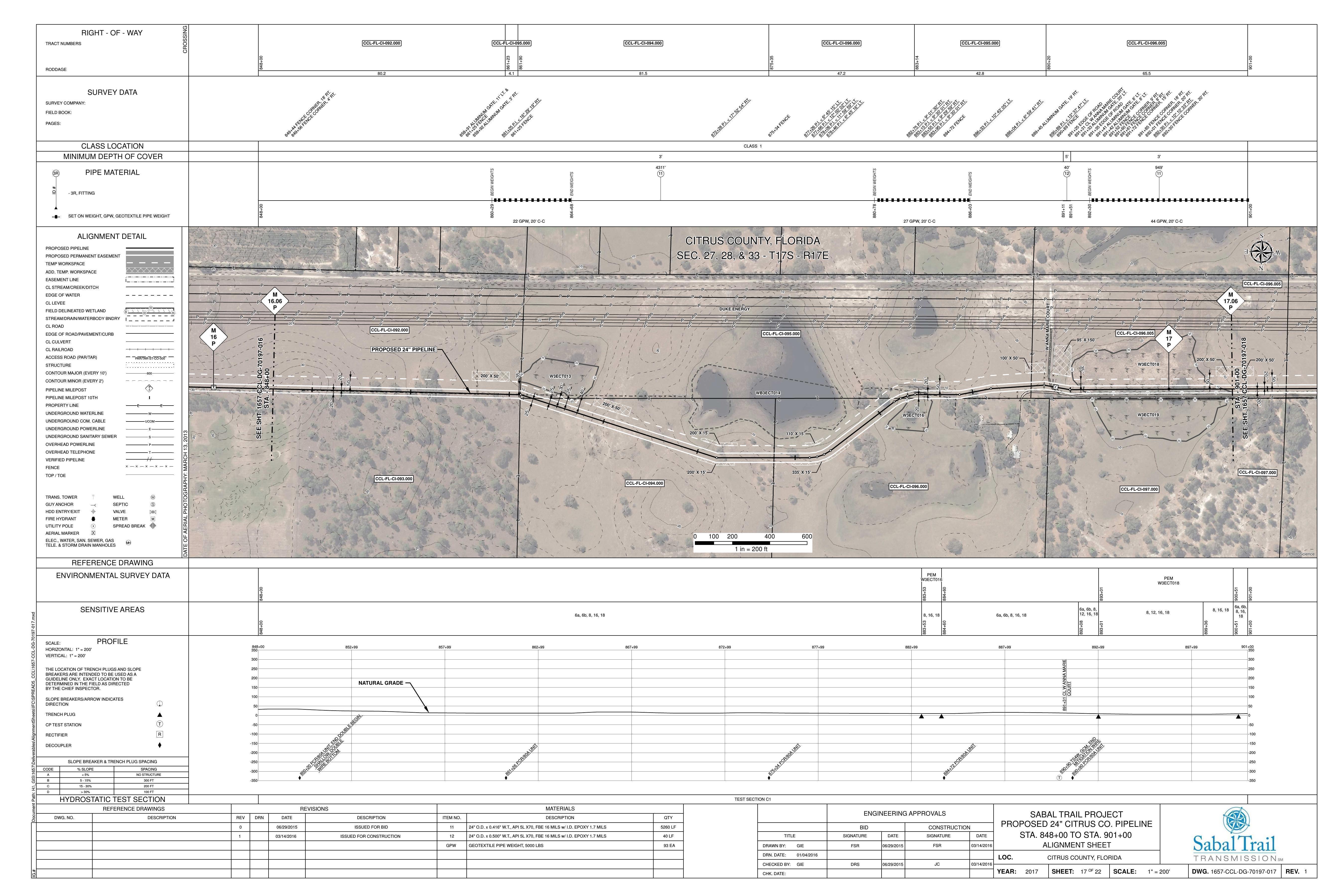 1657-CCL-DG-70197-017, STA. 848+00 TO STA. 901+00, W ANNA MARIE COURT, sinkhole detour, PROPOSED 24-inch CITRUS CO. PIPELINE, CITRUS COUNTY, FLORIDA, 28.96358, -82.59397