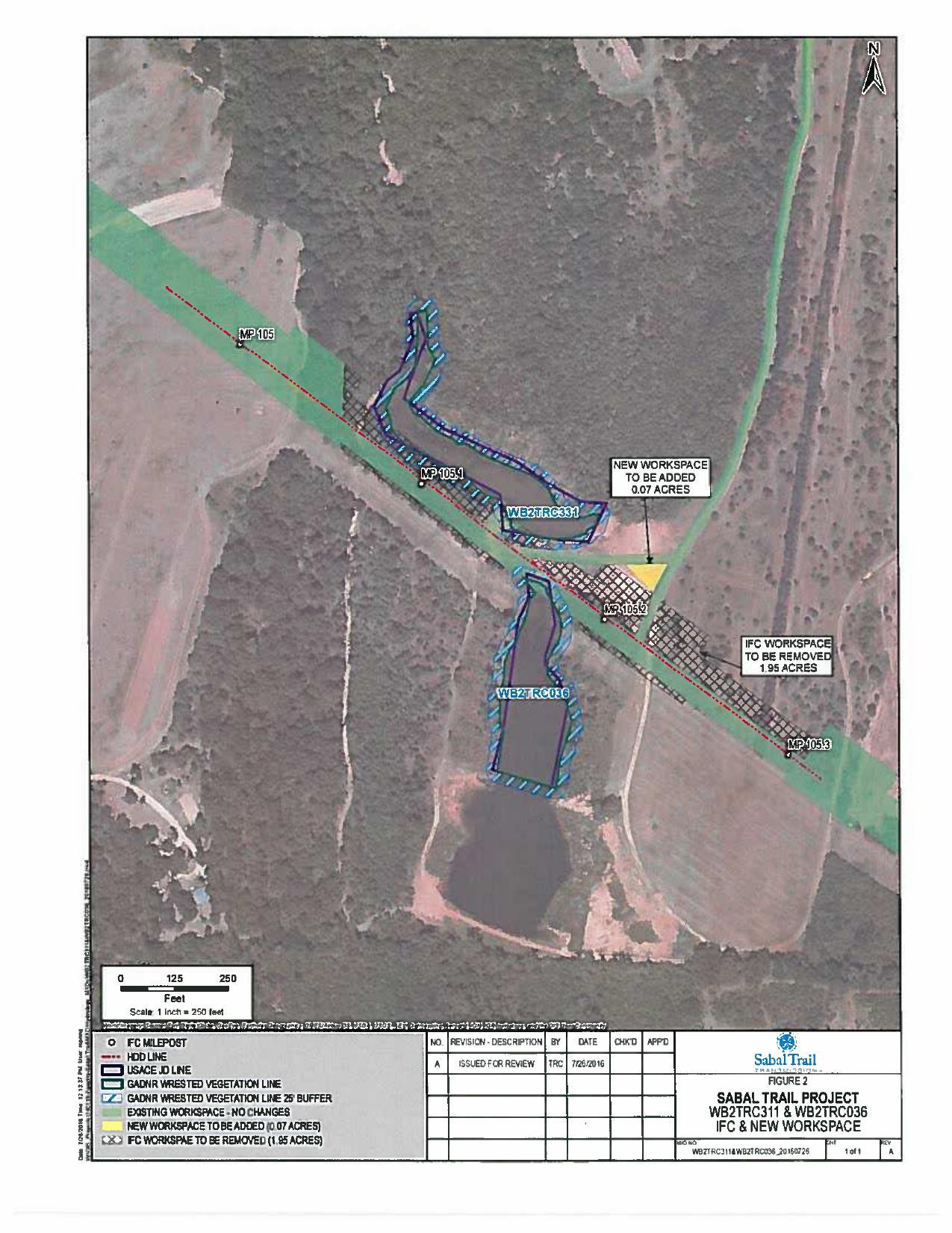 WB2TRC311 & WB2TRC036, EXISTING WORKSPACE - NO CHANGES, NEW WORKSPACE TO BE ADDED (0.07 ACRES), IFC & NEW WORKSPACE, Terrell County, GA