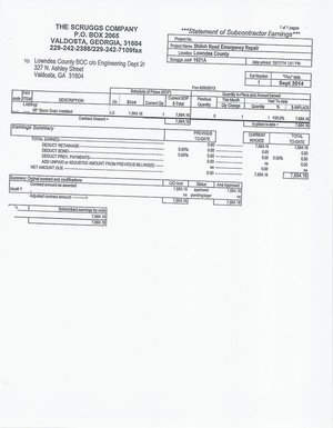 [Scruggs Company: Statement of Subcontractor Earnings (2 of 5)]