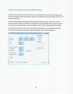 [Large Tract Sales/Assessment Ratio Studies (what were the outliers?)]