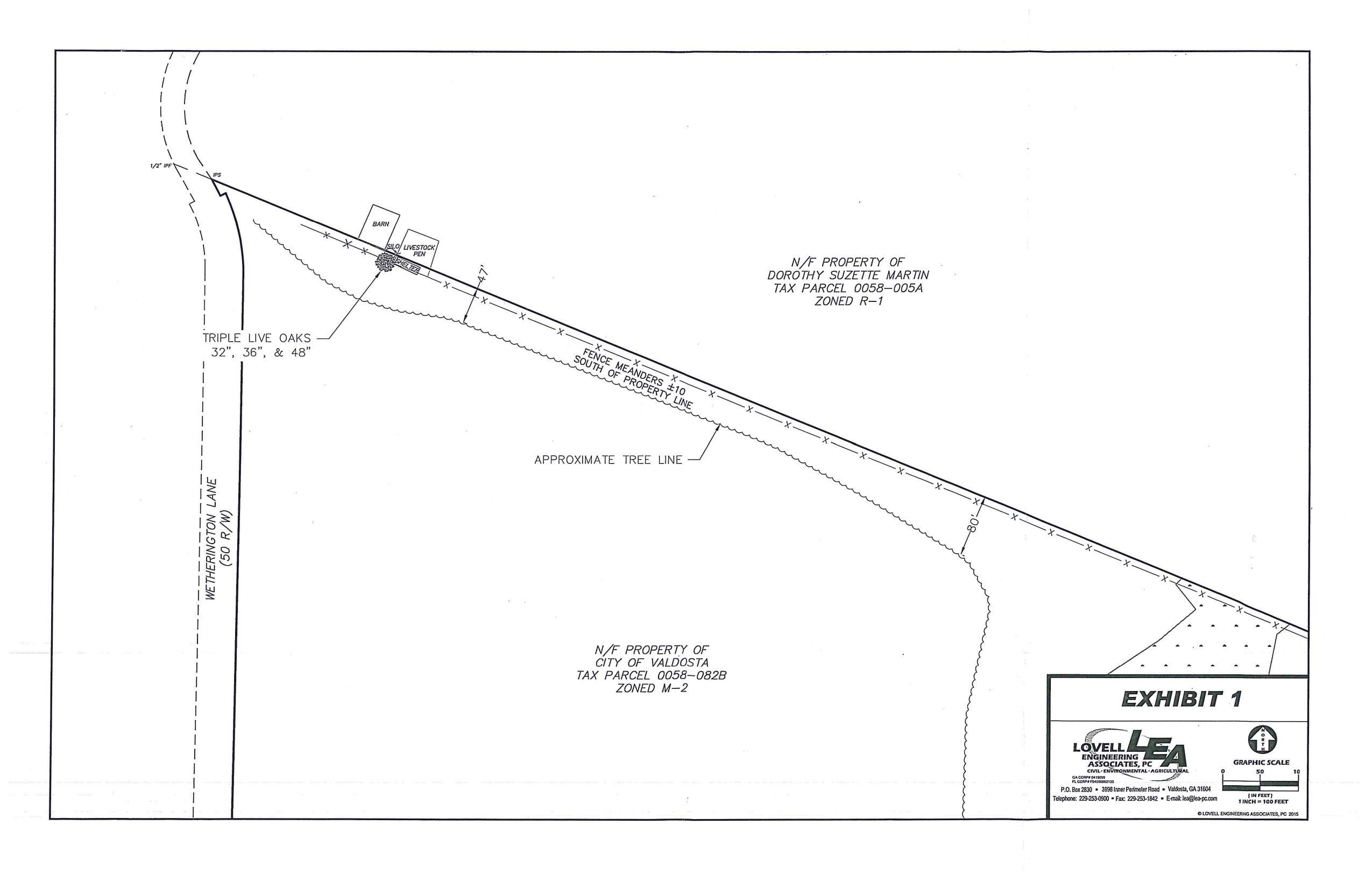 Exhibit 1: border with Martin property