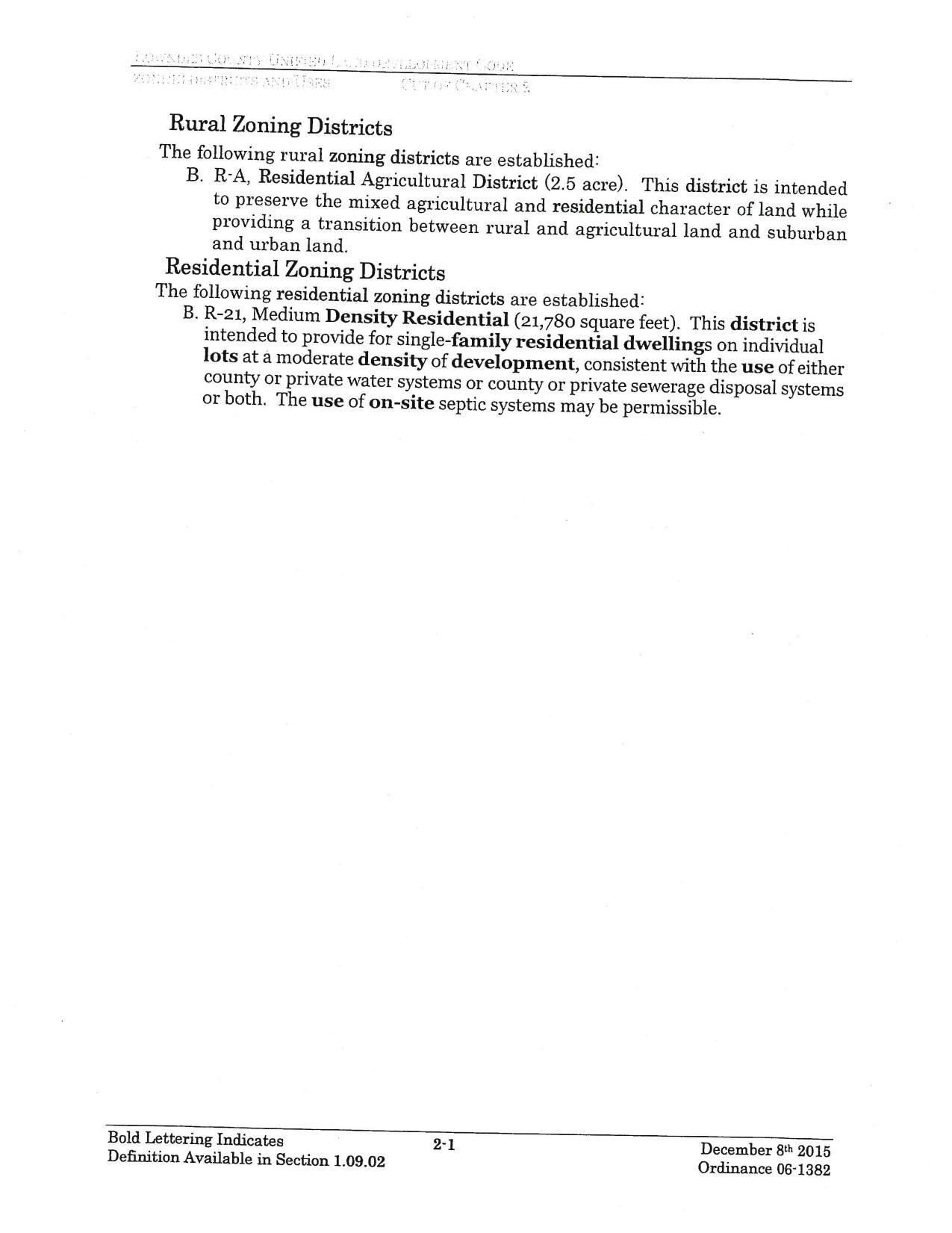 Rural and Residential Zoning Districts