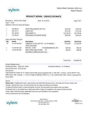 [PRODUCT REPAIR / SERVICE ESTIMATE 3 of 5]