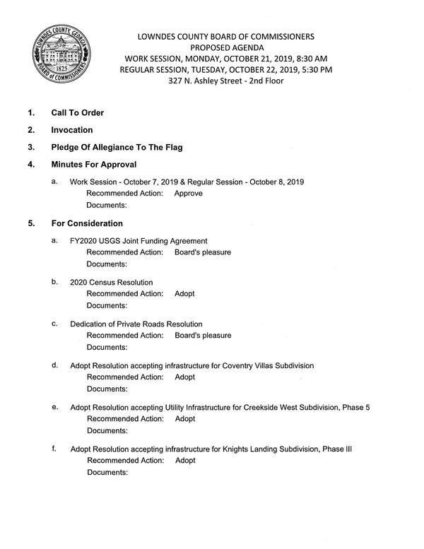 PROPOSED AGENDA