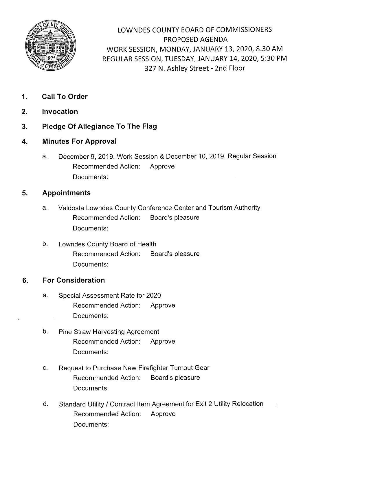 PROPOSED AGENDA