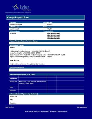 [Change Request Form Delete Iris Scan Kit, etc.]