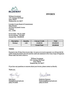 [Blueway Invoice, 4 * $5,000/credit]