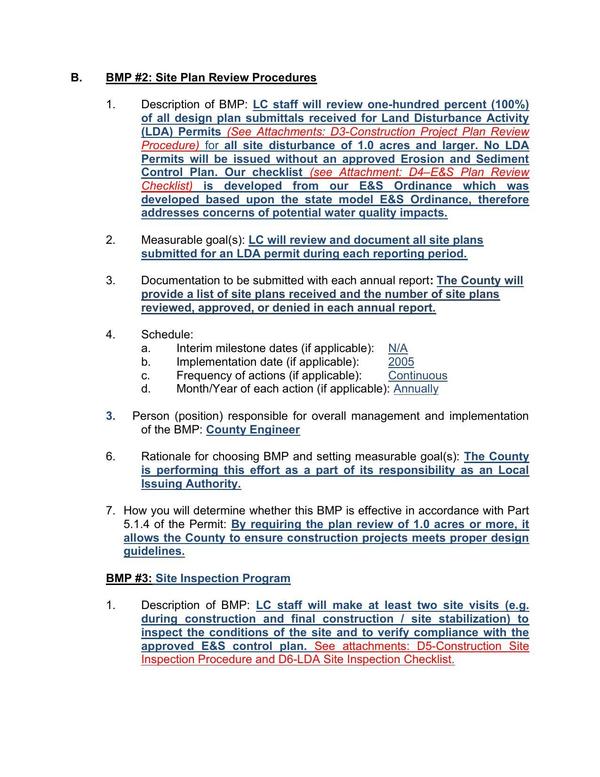 B. BMP #2: Site Plan Review Procedures; BMP #3: Site Inspection Program