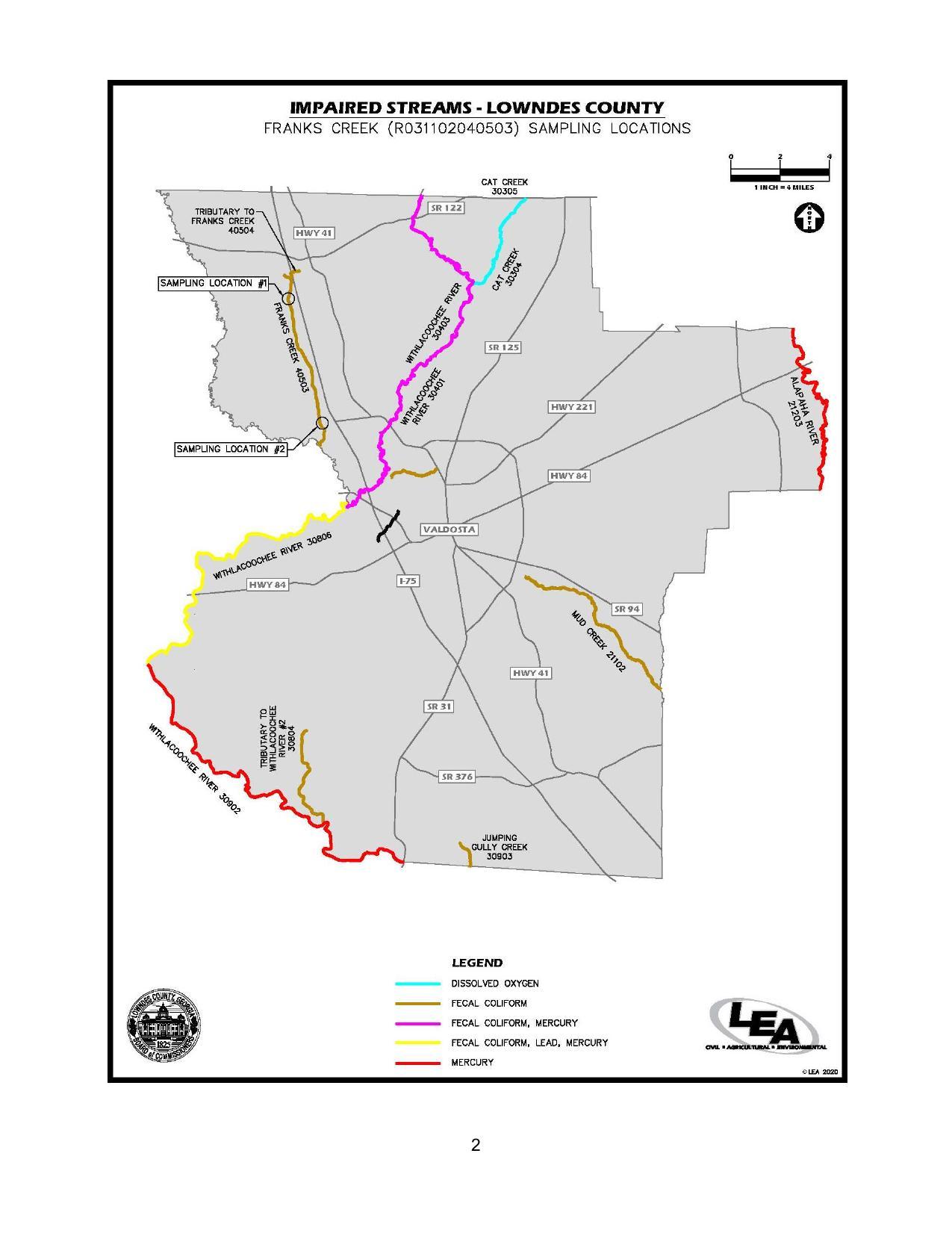 Map: FRANKS CREEK (R031102040503) SAMPLING LOCATIONS