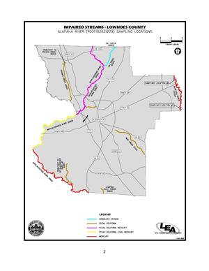 [Map: ALAPAHA RIVER (R031102021203) SAMPLING LOCATIONS]