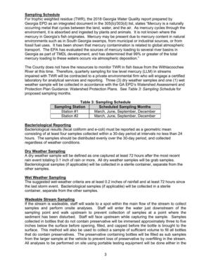 [For trophic weighted residue (TWR), the 2018 Georgia Water Quality report prepared by Georgia EPD as an integrated document in the 305(b)/303(d) list, states “Mercury is a naturally occurring metal that cycles between the land, water, and the air. As mercury cycles through the]