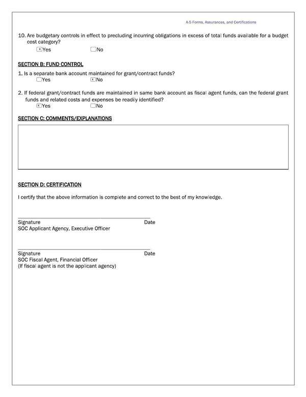 Section B: Fund Control