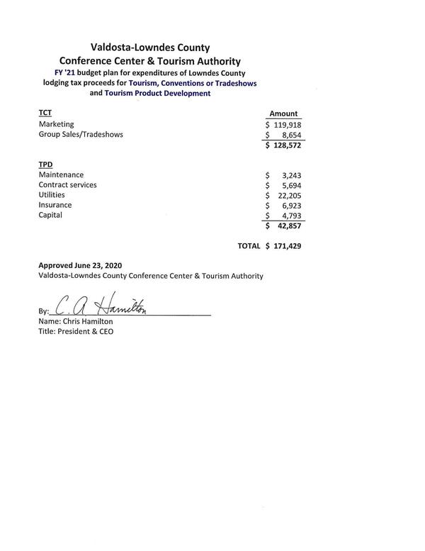 Tourism budget plan