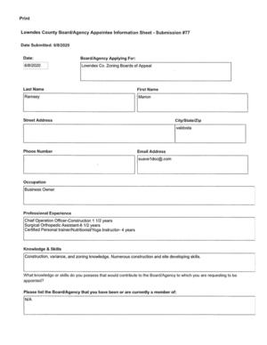 [Marion Ramsey application for ZBOA]