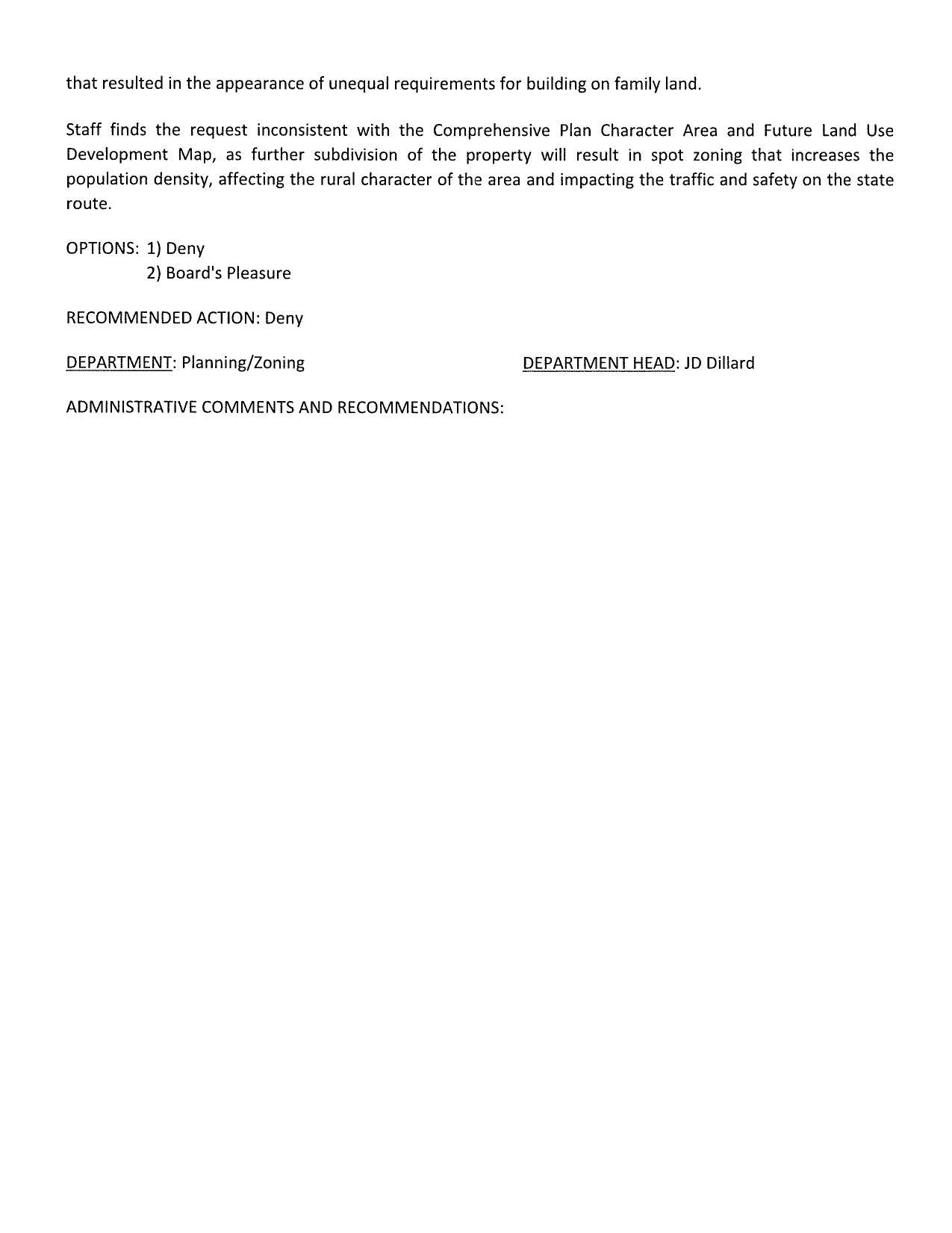 Staff finds the request inconsistent with the Comprehensive Plan Character Area and Future Land Use Development Map...