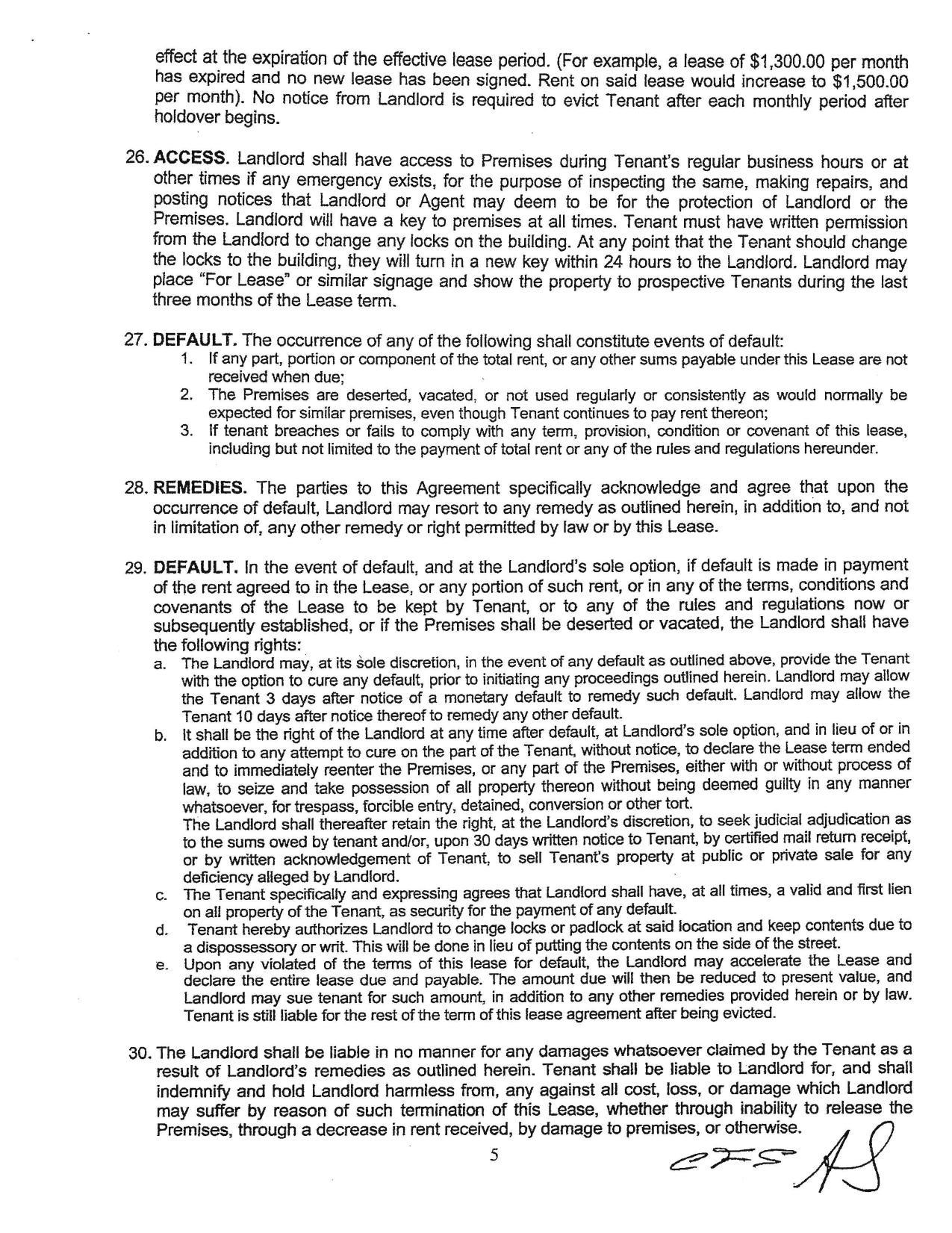 per month). No notice from Landlord is required to evict Tenant after each monthly period after