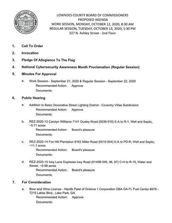 PROPOSED AGENDA