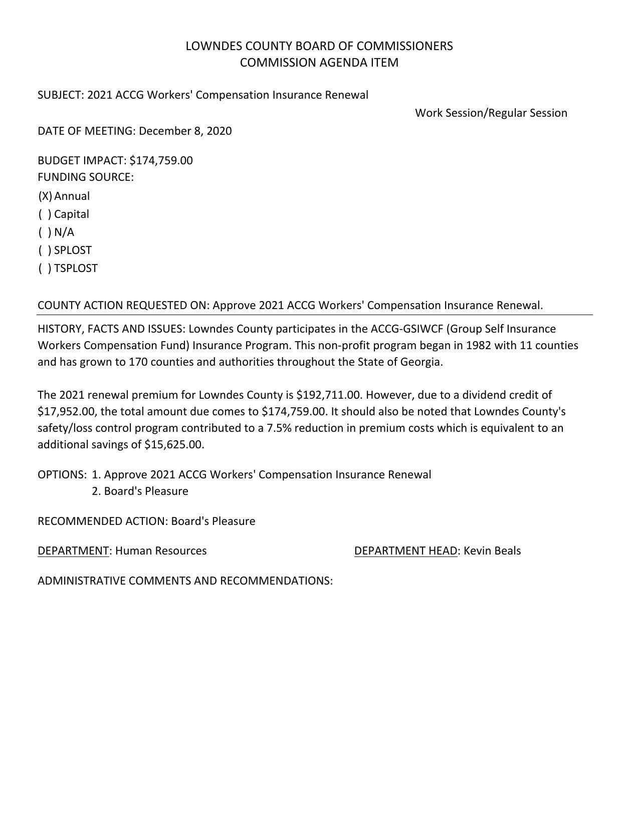 BUDGET IMPACT: $174,759.00