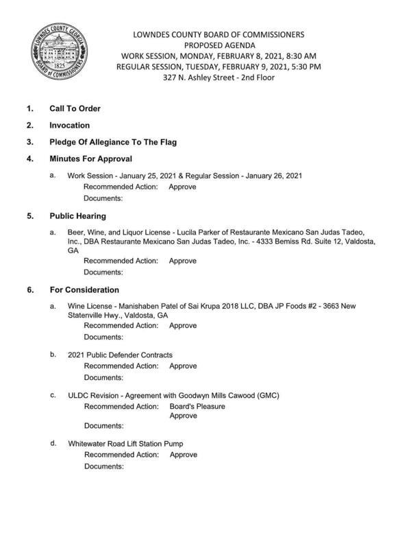 PROPOSED AGENDA