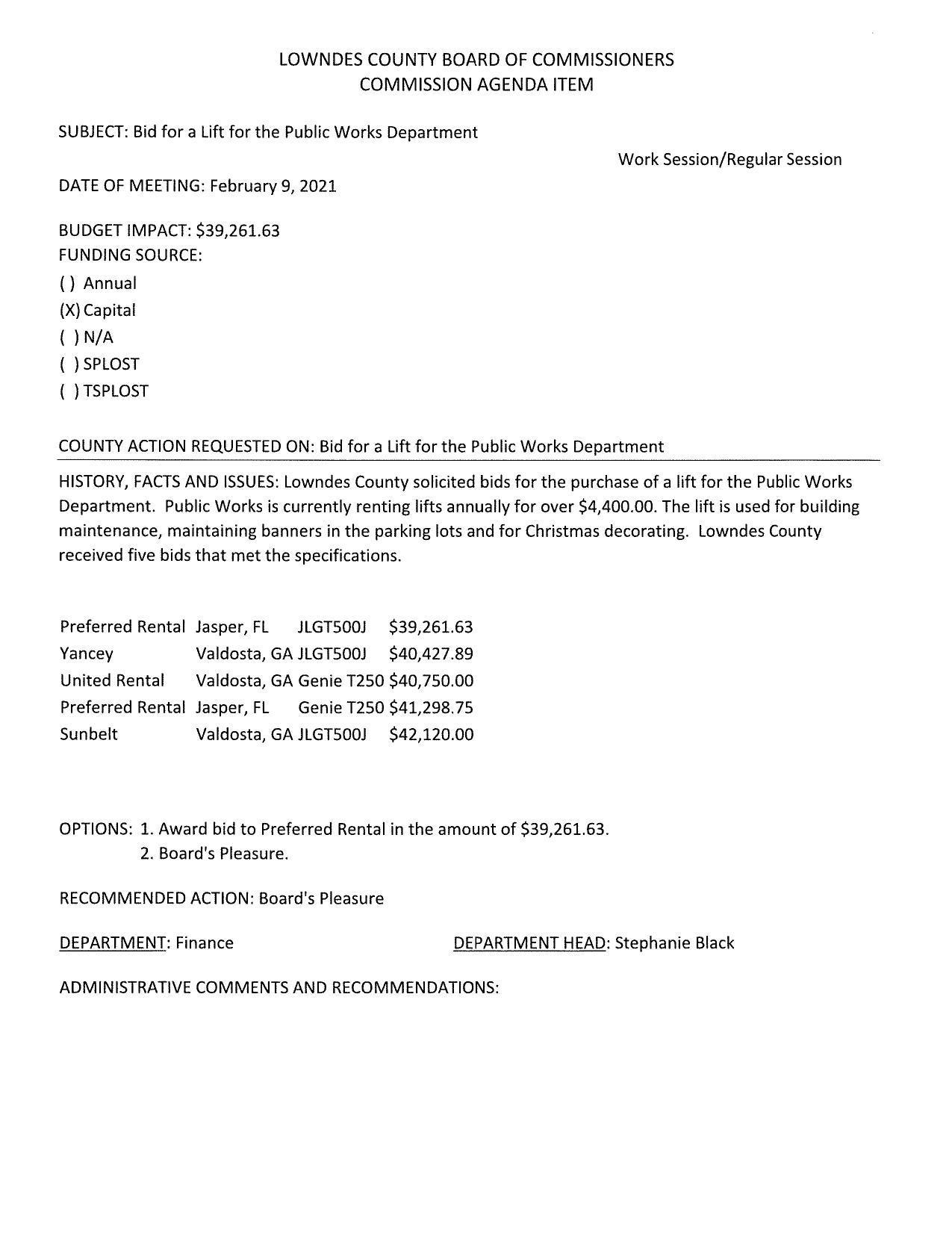 BUDGET IMPACT: $39,261.63