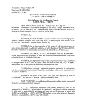 [STANDARD UTILITY AGREEMENT: GDOT P.I. No.: 0013987]