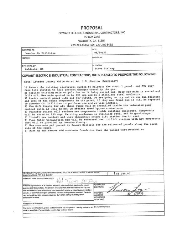 Proposal: Cowart Electric, $53,140.00