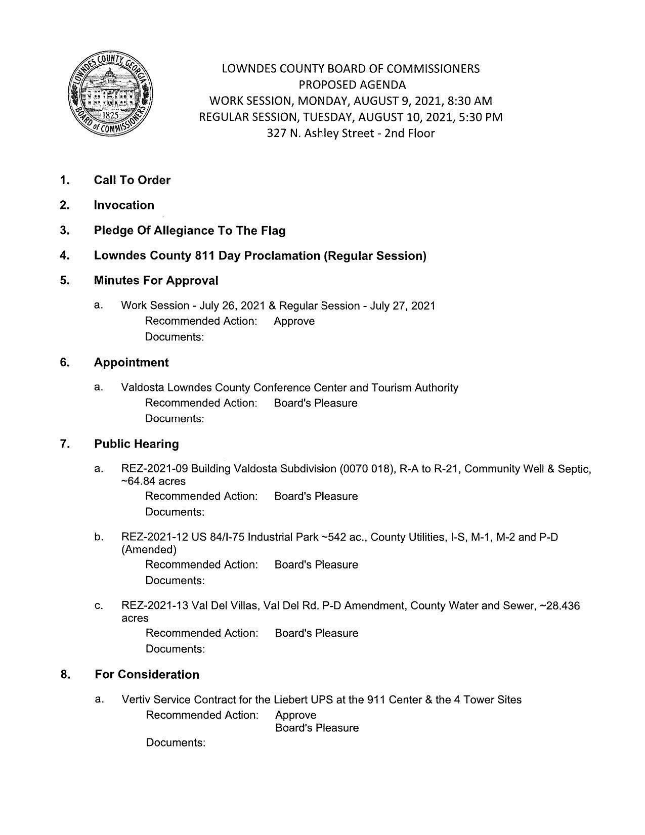 PROPOSED AGENDA