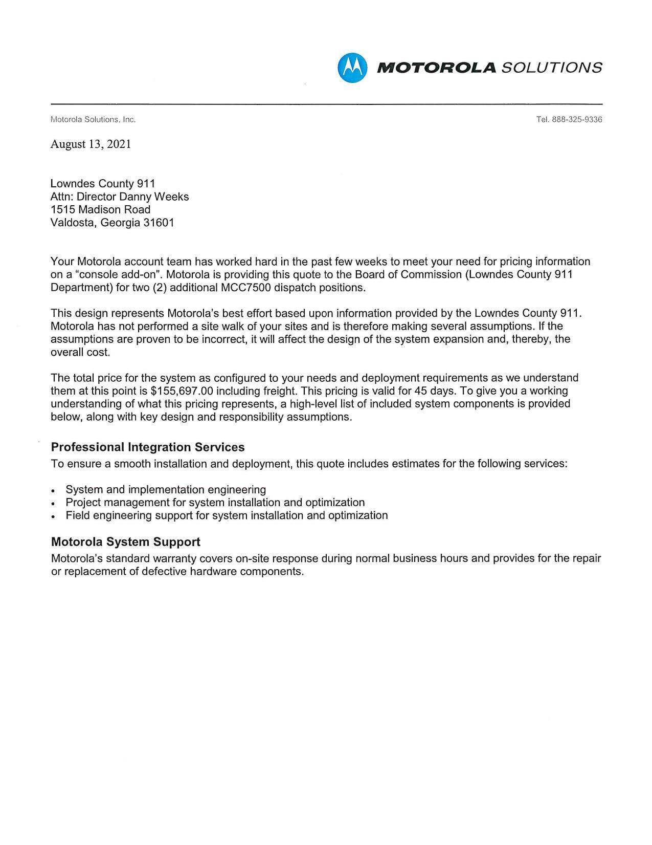 Motorola letter