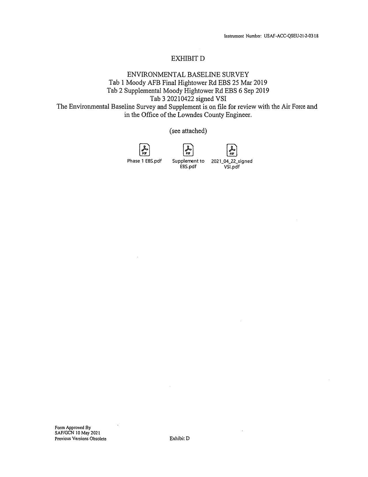 Cover page of Environmental Baseline Survey