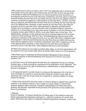 [Fire-fighting foams, chemicals, or other materials may only be used upon approval of the Lowndes County Fire Chief and Moody AFB Fire Chief.]