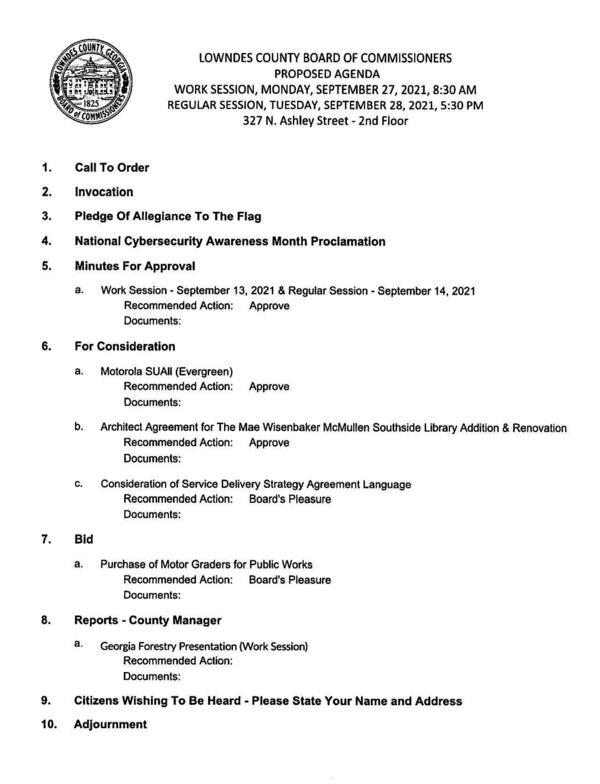 PROPOSED AGENDA