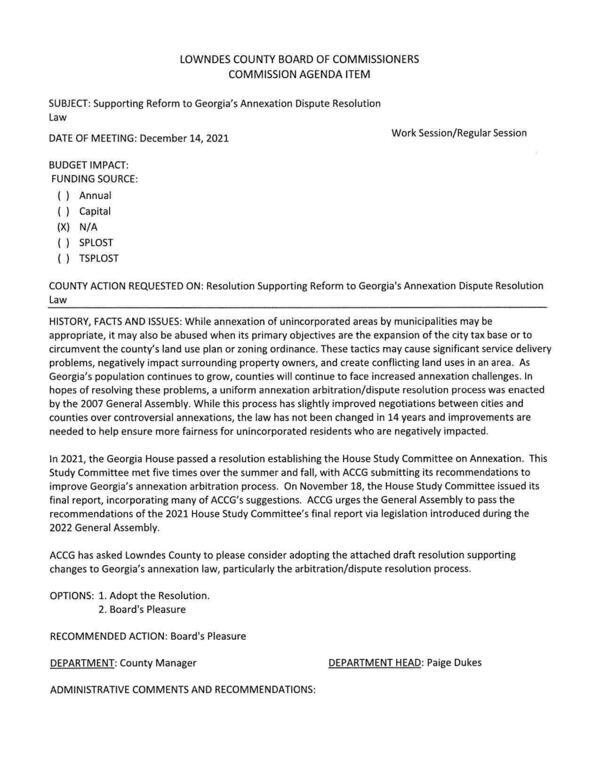 [Georgia’s population continues to grow, counties will continue to face increased annexation challenges. In]