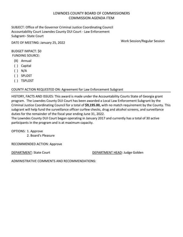 5.b. DUI Court subgrant: curfew, drug, alcohol, etc.