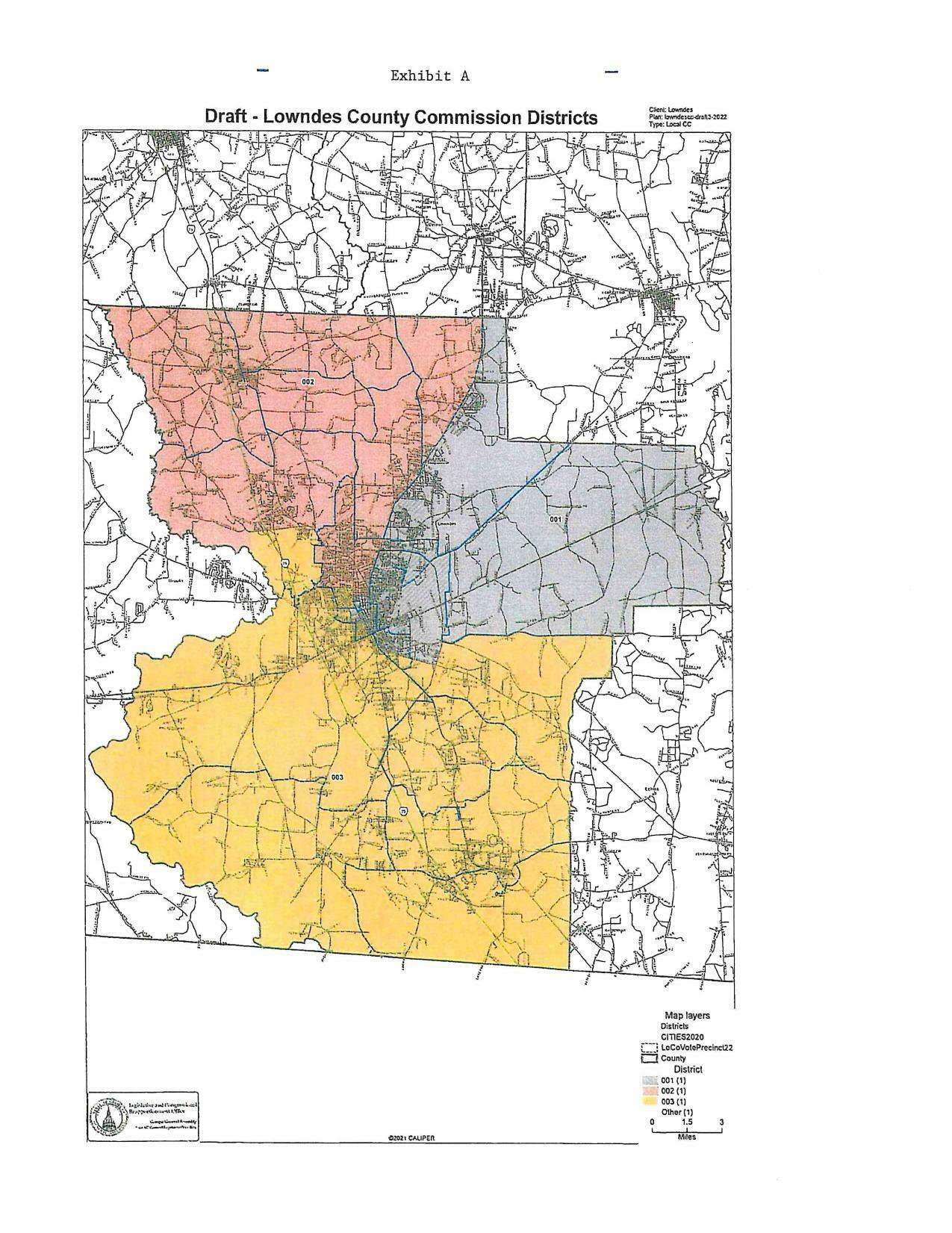 Exhibit A: Map of Districts 1, 2, 3