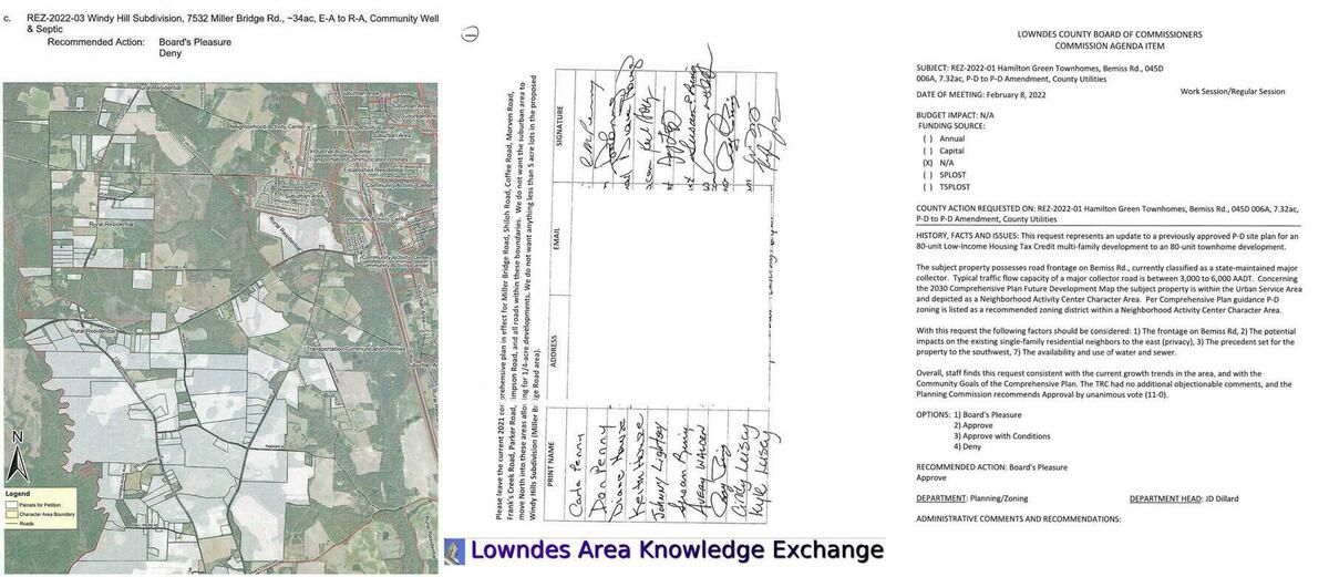 [Miller Bridge Road rezoning: Petition, Opposition parcels; Bemiss Road rezoning]