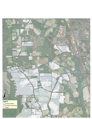 [Map of opposition parcels with Character Areas]