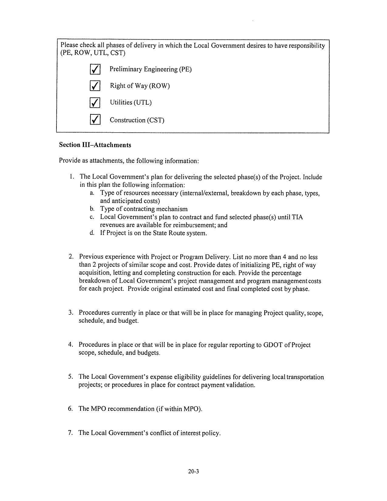 Section II—Attachments