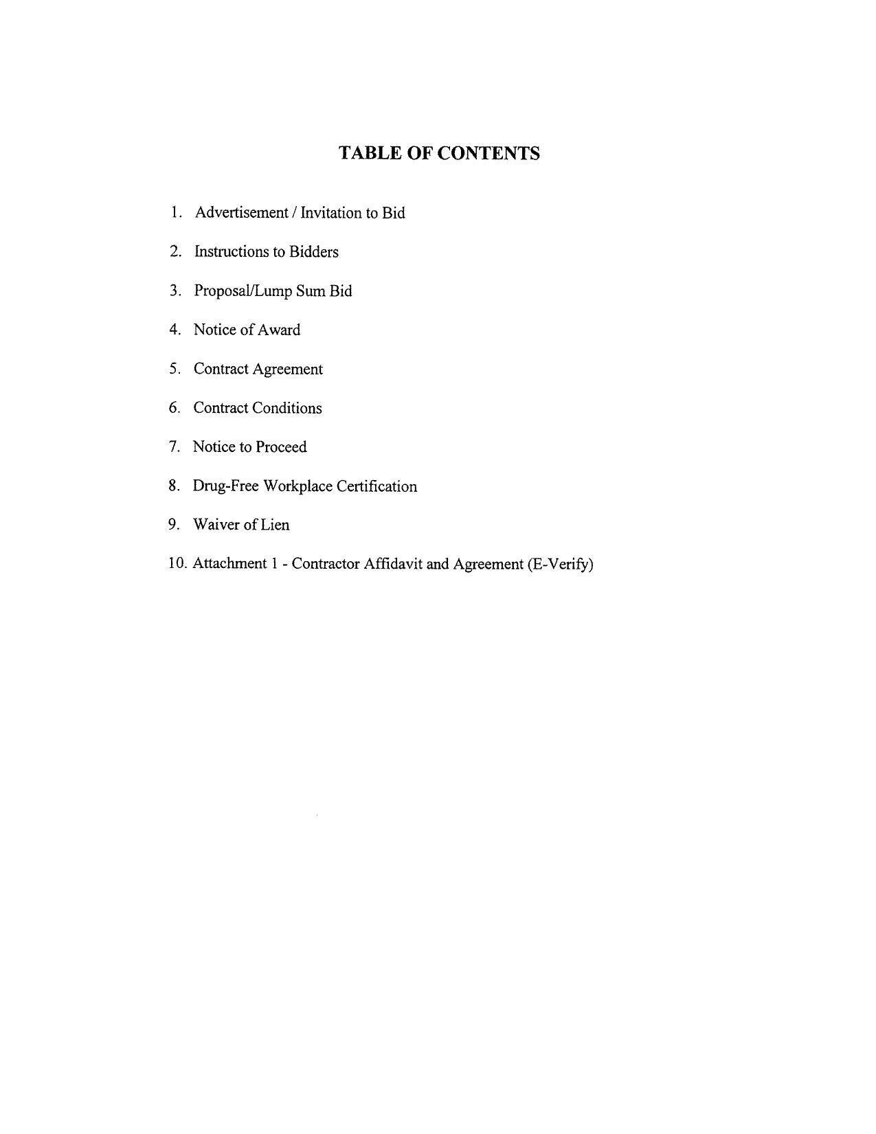 Table of Contents