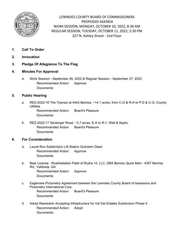 PROPOSED AGENDA