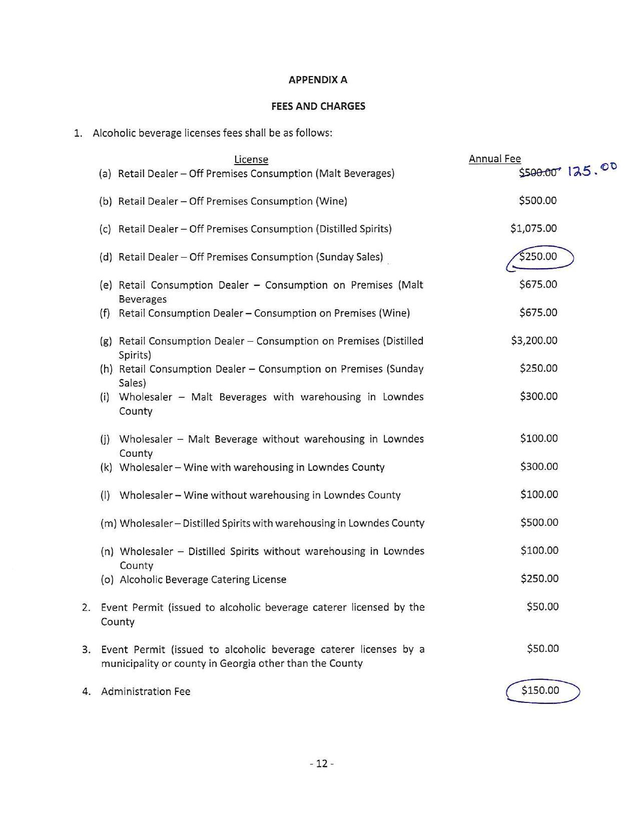 Appendix A: Fees and Charges