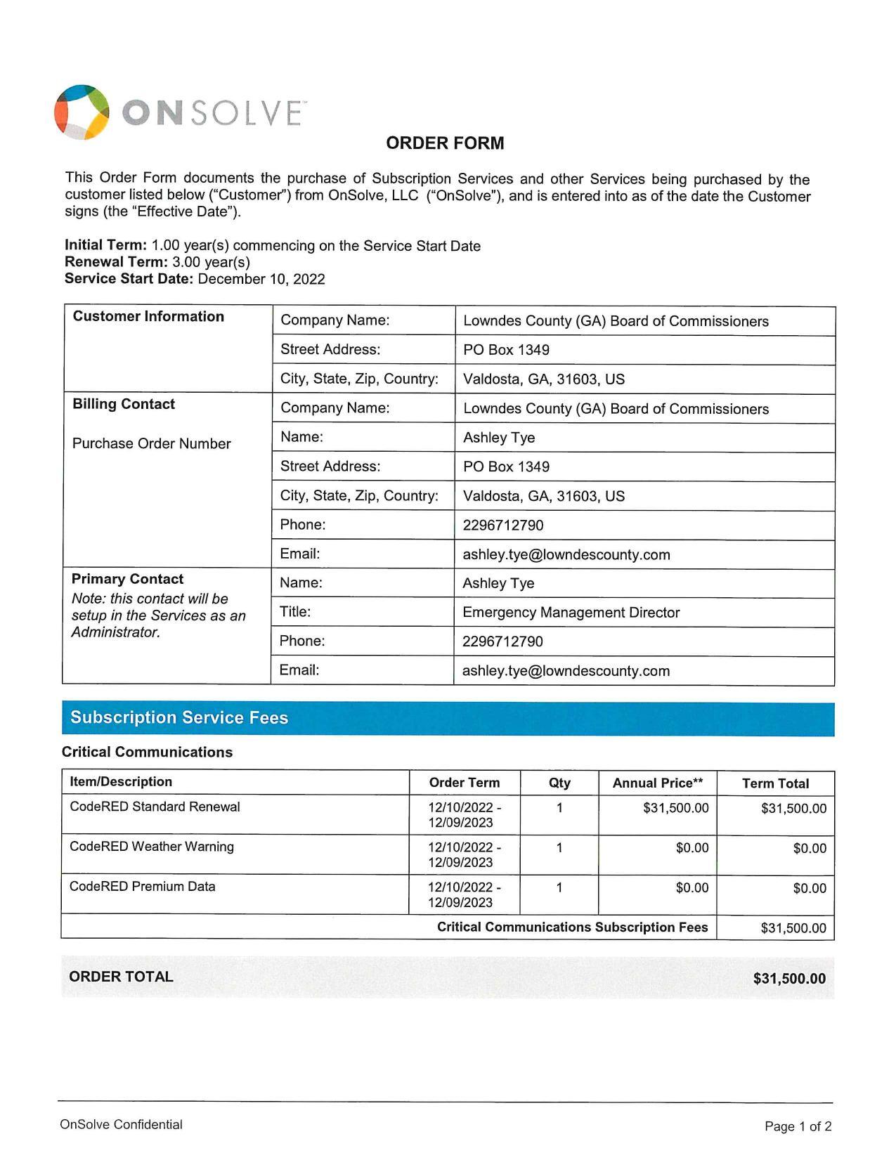 ORDER FORM