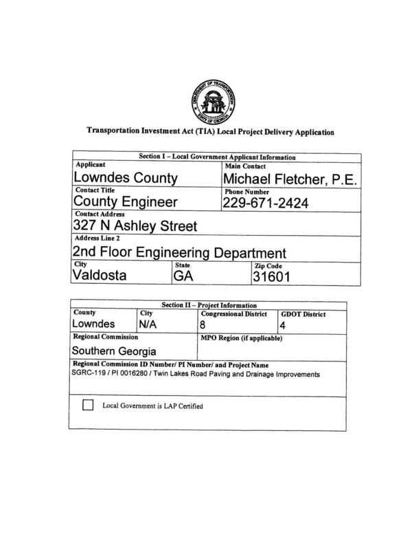 Section I - Local Government Applicant Information