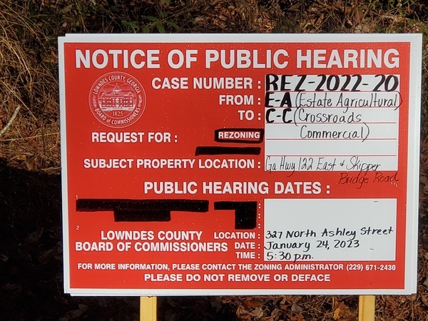 Notice of Public Hearing, REZ-2022-20, E-A to C-C, 2023-01-24