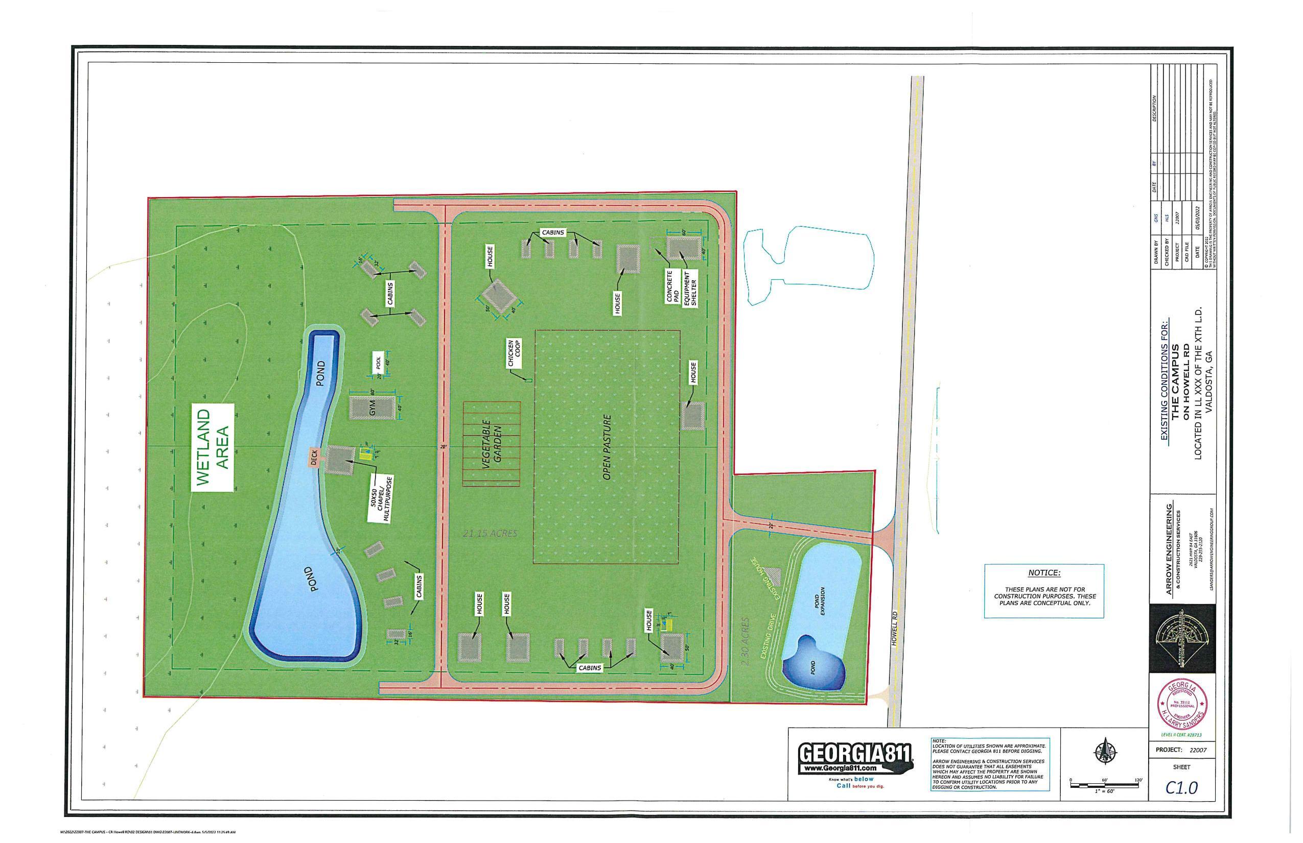 Campus diagram with wetland area