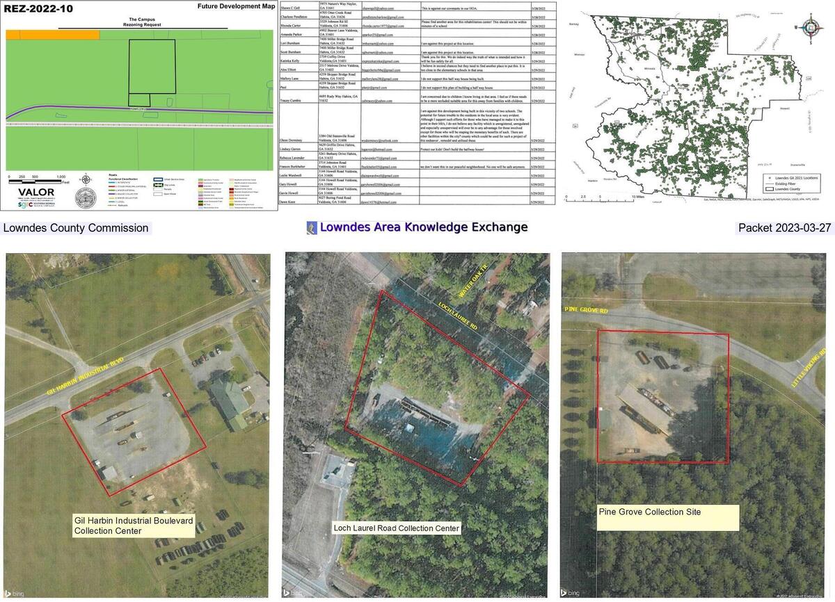 [Howell Road rezoning, Trash colleciton centers, Windstream Broadband map @ LCC Packet 2023-03-27]