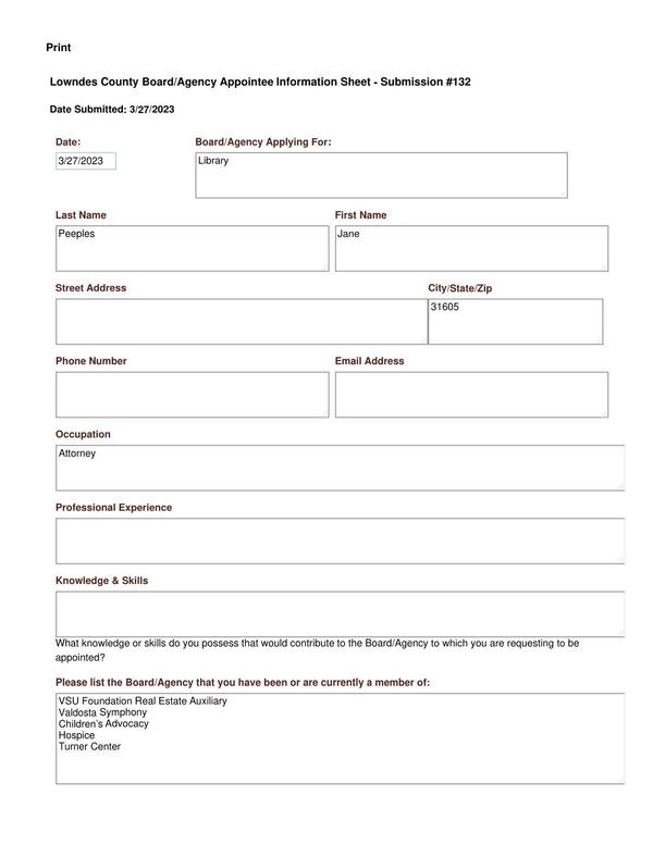 Jane Peeples application