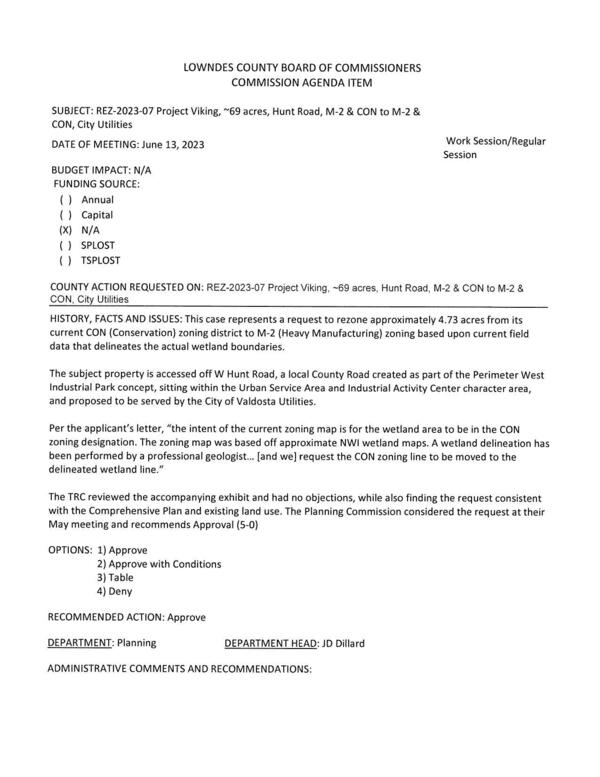 to rezone approximately 4.73 acres from its current CON (Conservation) zoning district to M-2 (Heavy Manufacturing) zoning based upon current field data that delineates the actual wetland boundaries.