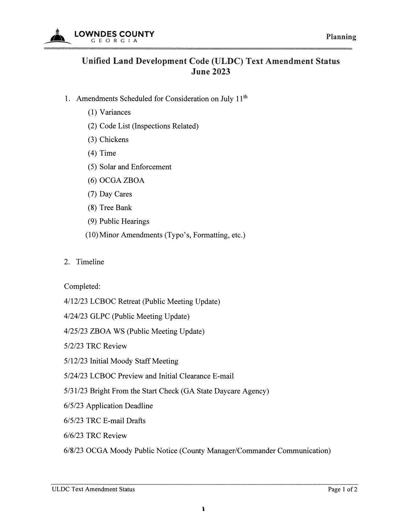 Ten amendments and timeline